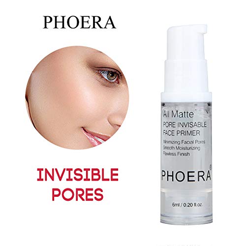 PHOERA Setting Powder and PHOERA Face Primer Makeup, Control Oil Brighten Skin Color Cover Blemish Whitening Face Setting Loose Powder（2 Pcs） (01 Translucent +makeup primer)