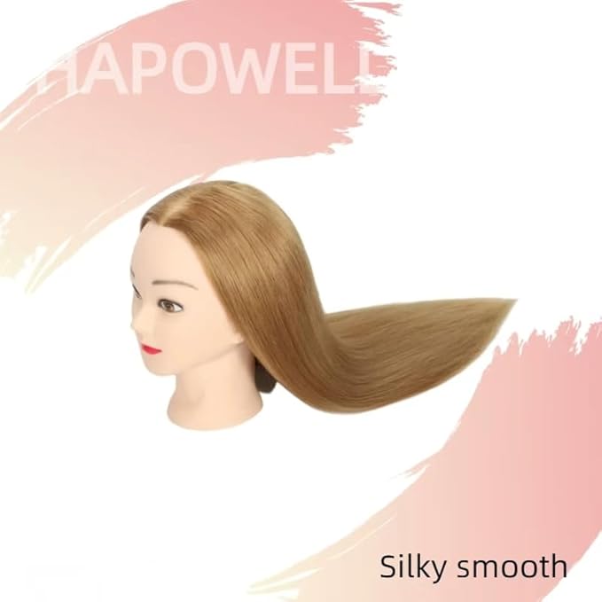 80% Real Hair Mannequin Head Training Head Manikin Cosmetology Doll Head for Hairdresser Practice Braiding Hair Styling with Clamp stand 26-28inch