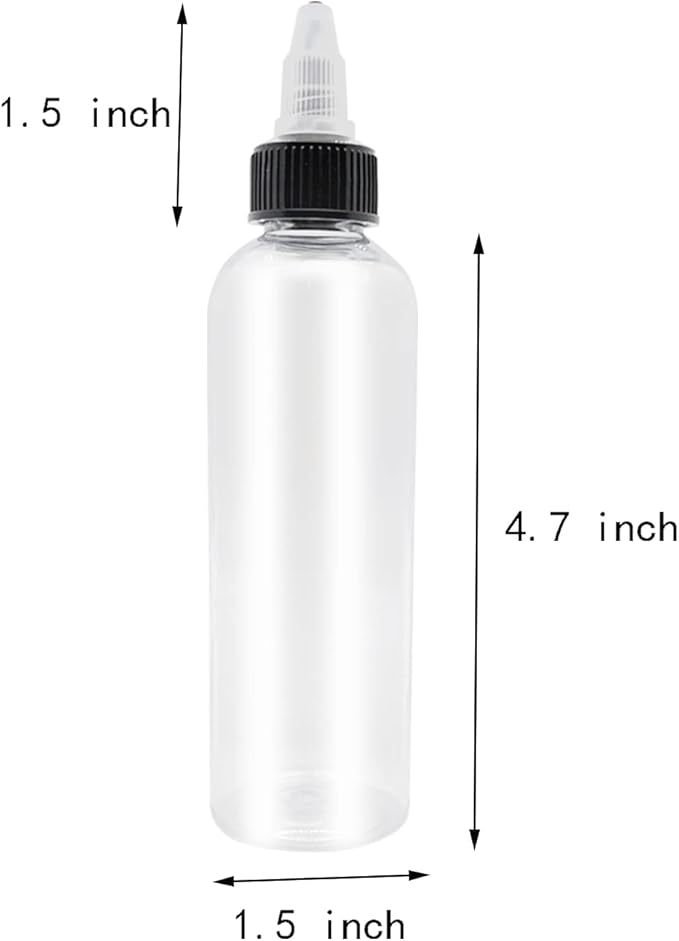 6 Pcs Dispensing Bottles, 4oz Plastic Boston Squeeze Bottles with Twist Top Cap