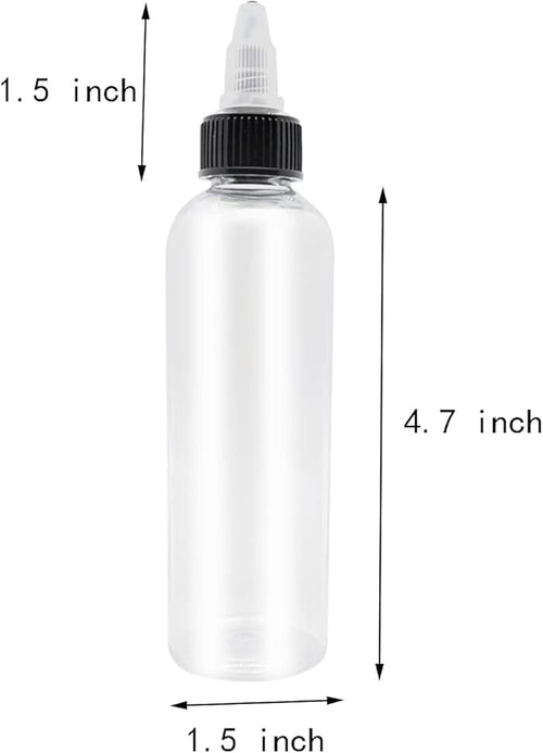 6 Pcs Dispensing Bottles, 4oz Plastic Boston Squeeze Bottles with Twist Top Cap