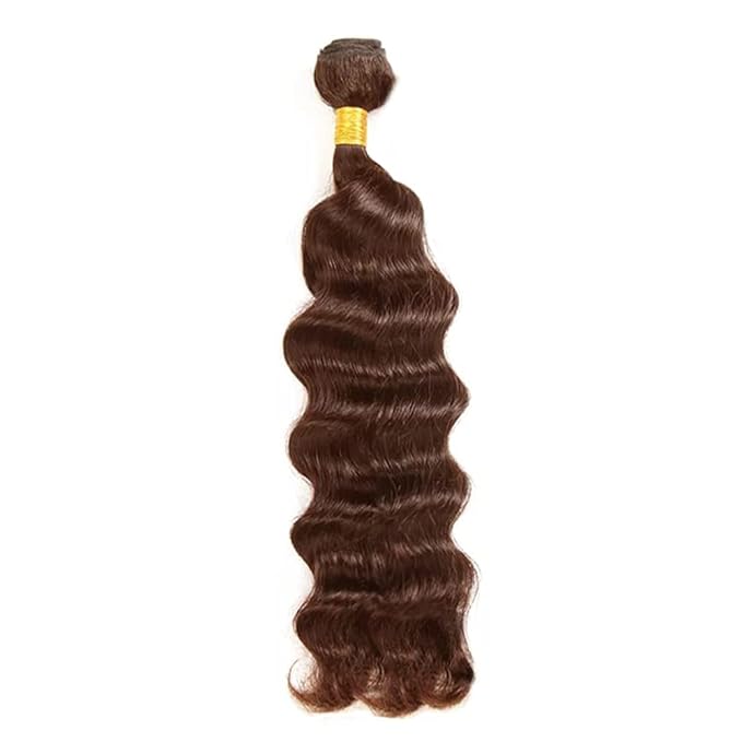 32 Inch Brown Deep Wave Bundles Color 4 Human Hair Bundles Brazilian Virgin Soft and Silky Remy Hair Extensions Niegmeag Double Weft Color 4 Deep Wave Bundle 100g