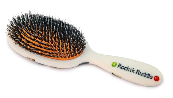 Rock & Ruddle Natural Mixed Boar Bristle Hair Brush for Women and Kids (Small/Travel Size, 17.5cm) - Perfect for Wet or Dry Hair, Detangling Smoothing Blowdrying - Made in UK - Darling Dogs
