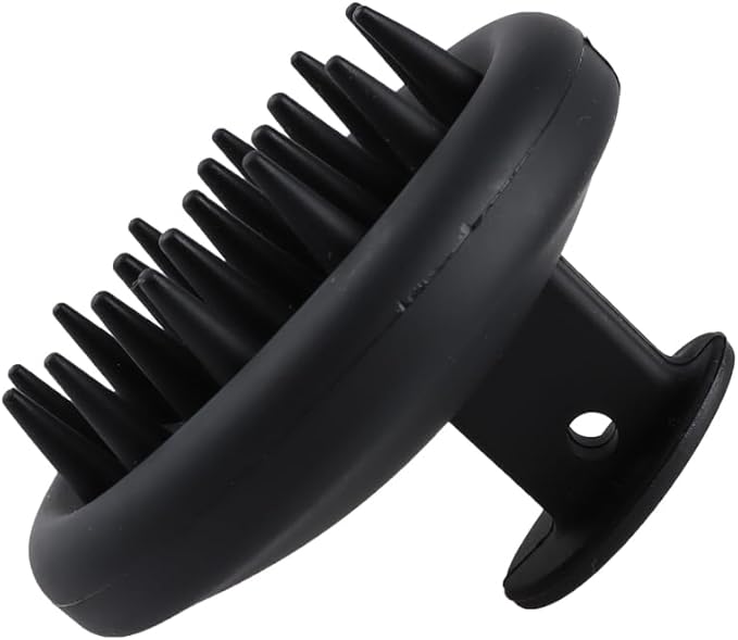 Silicone Scalp Massager Shampoo Brush Scrubber with Soft Bristles Exfoliator for Shower Dandruff Removal Wet Dry Hair Growth and Care Black