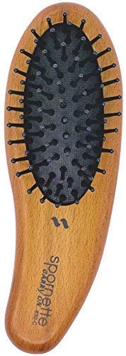 Spornette Carry On Wooden Handle Oval Cushion Mini Hair Brush #30-C Travel Size Brush Fits in Purse or Carry-On Bag for Quick Brush Outs, Detangling, Styling, Smoothing Thick, Normal & Thin Hair
