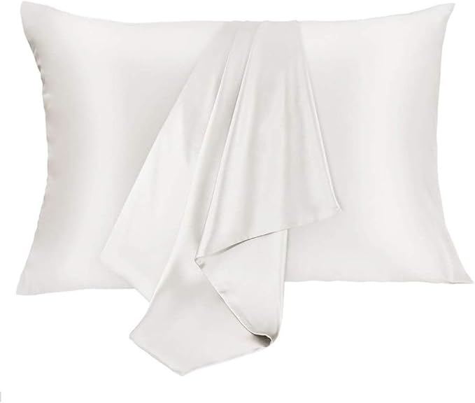 Silk Pillowcase for Hair and Skin 2 Pack 100% Mulberry Silk Bed Pillowcase Hypoallergenic Soft Breathable Both Sides Silk Pillow Case with Hidden Zipper, Standard Size Pillow Cases (White)