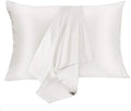 Silk Pillowcase for Hair and Skin 2 Pack 100% Mulberry Silk Bed Pillowcase Hypoallergenic Soft Breathable Both Sides Silk Pillow Case with Hidden Zipper, King Size Pillow Cases (White)