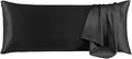 THXSILK Set of 2 Silk Pillowcase for Hair and Skin, 100% Mulberry Silk Bed Pillowcase Ultra-Soft, Hypoallergenic Soft Breathable Silk Pillow Case with Hidden Zipper, Body Size 20"x54", Black