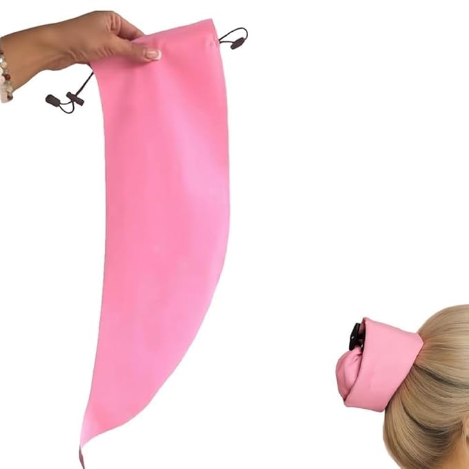 Waterproof Hair Sleeve for Long Hair, Reusable Adjustable Crown Washing Shower Cap Ponytail, Protect Styled Hairs, Quick Root Refresh, Wash Pony Caps for Women Pool Travel Gym Beach (Pink)