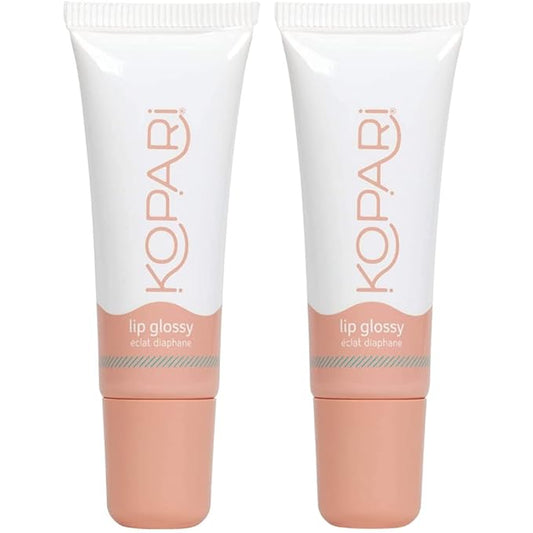 Kopari Coconut Lip Glossy Birthday Suit - Hydrating and Moisturizing Coconut Oil, Vitamin E and Shea Butter Lip Gloss With 100% Organic Coconut Oil, Non GMO, Vegan Sulfate Free (2 Pack)