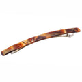 French Amie Long and Thin Caramel Large 4” Handmade Celluloid Automatic Sleek Hair Clip Barrette for Women and Girls (Caramel)