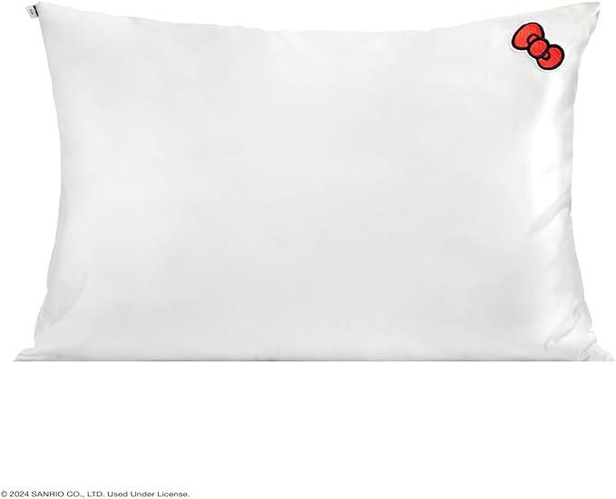 Kitsch x Hello Kitty Pillow Case Ivory – Toddler Bed Time Satin Pillowcase with Zipper – Soft Cooling Pillow Cover for Hair & Skin – Better Than Silk Pillowcase – Queen/Standard 19x26