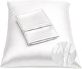 BLISSFORD Satin Pillowcase with Zipper for Hair and Skin Care, Feels Soft and Cool Like a Silk Pillowcase, White Satin Pillow Cases 2 Pack, Slik Pillow Cover, Standard Size - Set of 2