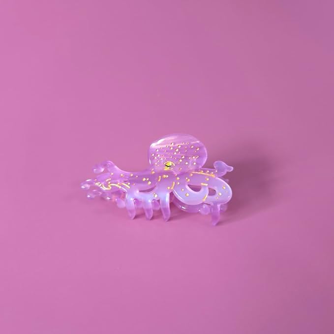 Cute Small Purple Octopus Hair Clips,Novelty Acetate Ocean Octopus Claw Clip