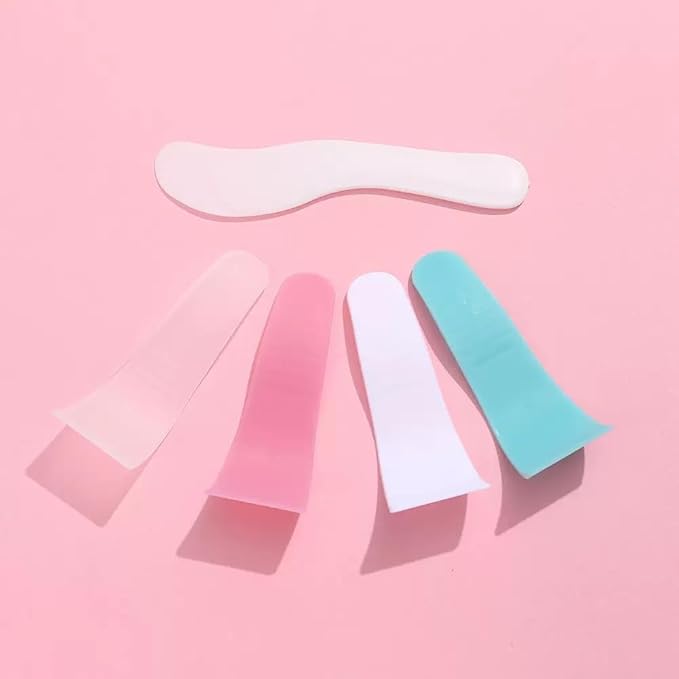 4 Pcs White and Rose Red Portable Hair Wax Cleansing Spatulas Sticks Mask Scraper Plastic Waxing Applicator Creams Hair Removal Beauty Tools