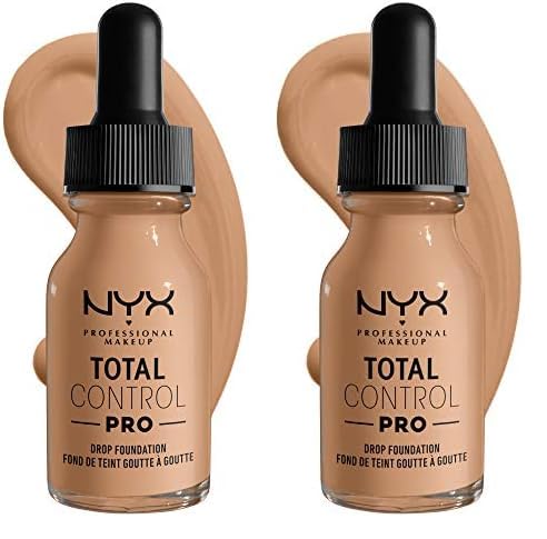 NYX PROFESSIONAL MAKEUP Total Control Pro Drop Foundation, Skin-True Buildable Coverage - Medium Olive (Pack of 2)