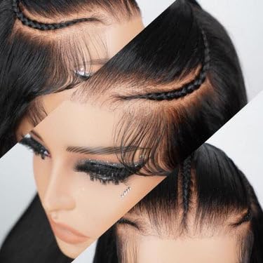 250% Pre Braided Wig Glueless Wigs Human Hair Pre Plucked Pre Cut Human Hair Wigs for Women 9x6 Silky Straight HD Lace Front Wigs Human Hair Pre Everything Glueless Bleached Knots