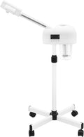 Professional Facial Steamer, 750W White Skin Care Equipment w/Wheels & LCD Panel, PTC Heating, 600ml Large Capacity Face Steamer Machine, Adjustable Height Hot Mist Steamer for Beauty Salon