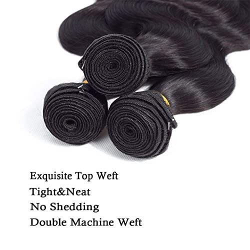Human Hair Bundles Color 1B Body Wave Bundle Niegmeag Brazilian Virgin Soft and Silky Remy Hair 3 Bundles 18 20 22 Inch Natural Black Body Wave Bundle Double Weft Hair Weave
