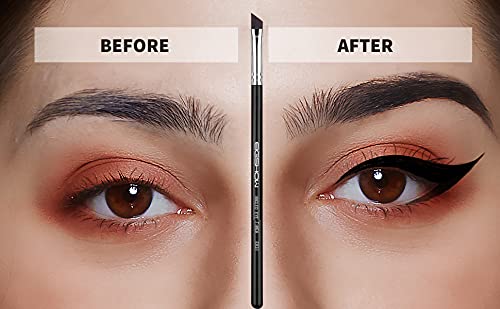 Eyeliner Brush Fine Angled - PRO Precision Gel Eye Liner Makeup Brush -Ultra Thin Slanted Flat Angle - Premium Cruelty Free Synthetic Bristles (E835 2piece)