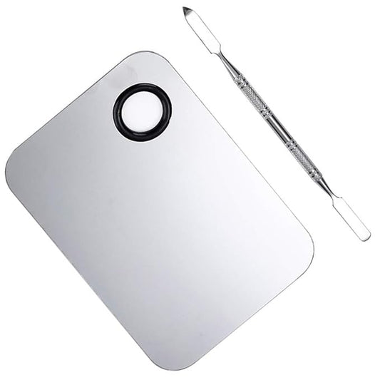 Professional Pro Stainless Steel Makeup Palette, Professional Cosmetic Mixing Makeup Palette Spatula Makeup Artist Tool, 1.0 Count