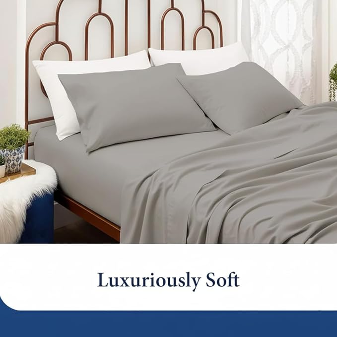 SKY BEDDINGS King Pillowcase Set of 2 - Soft Brushed Microfiber Pillow Cases with Envelope Clouser - Wrinkle-Free, Fade-Resistant Pillow Covers - 20 x 40 Inches, Light Grey