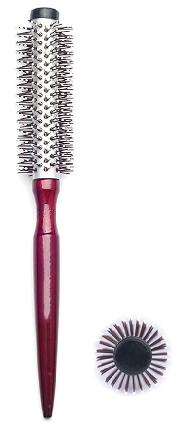 PERFEHAIR Small Round Hair Brush for Blow Drying With Soft Nylon Bristles, 1.6 Inch, for Short or Medium Curly Hair-Red