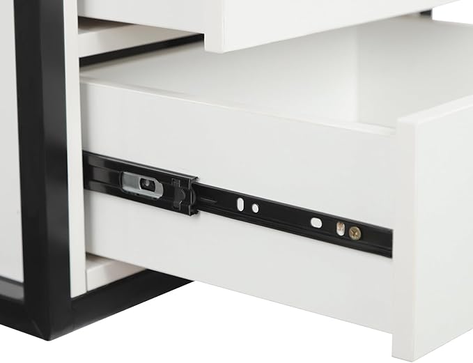 Suspended Salon Station for Hair Stylist, Wall Mounted Styling Salon Station Storage Cabinet w/2*Drawers &Hair Dryer Stand,Floating Nightstand Stylist Storage Cabinet for Home (Black+White)