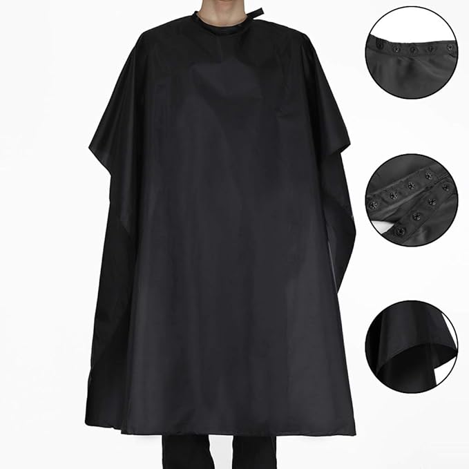Black Waterproof Hair Salon Cape Professional Barber Cape with Metal Snap Closure Hair Cutting Cape (Black-10 Pack)