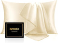 INFIIXSO Mulberry Silk Pillowcase for Hair and Skin, Silk Pillow Cases Queen Size with Hidden Zipper 20x30 Inches, Extraordinary Smooth and Soft Cooling Pillow Cases for Hot Sleepers(Ivory, 1 Pack)