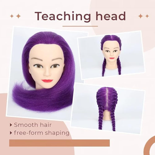 100% Real Hair Mannequin Head Training Head Manikin Cosmetology Doll Head for Hairdresser Practice Braiding Hair Styling with Clamp stand (18-inch)