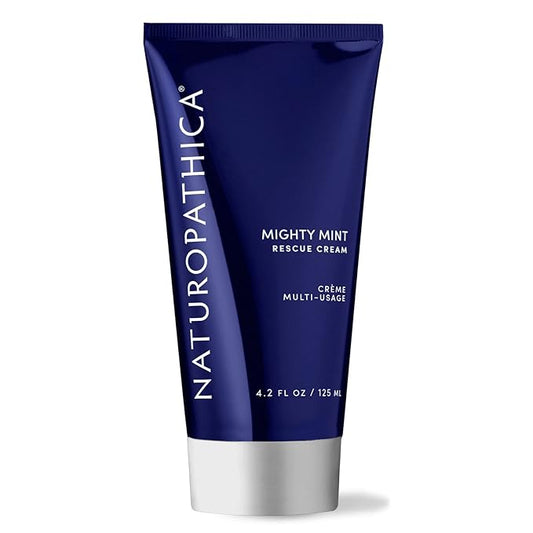 Naturopathica Mighty Mint Rescue Cream, Moisturizing Body Lotion with Peppermint & Menthol to Cool & Revive Skin, Soothing Relief for Sore Muscles, 4.2 fl oz
