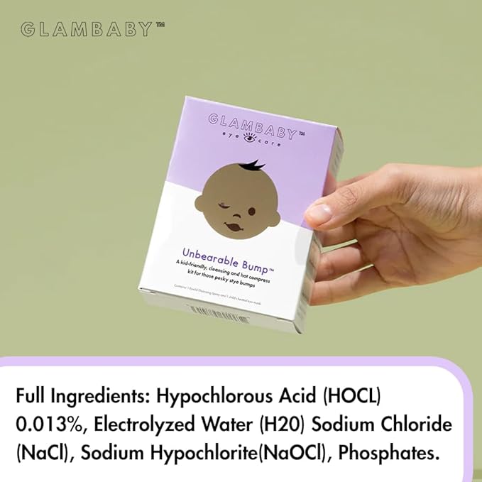 GlamBaby Eye Care - Unbearable Bump™ Kit - stye kit for kids - heat and cooling mask - cleansing spray for eyelid debris