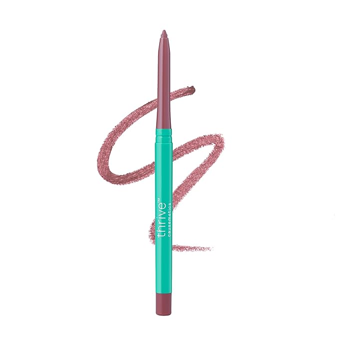 Thrive Causemetics Lip Filler Long-Wearing + Plumping Lip Liner, Shea Butter Hydrating Lip Plumper Retractable Lip Liner Pencil, Built In Sharpener, Vegan & Cruelty Free, Ghizlan (Plum Mauve)