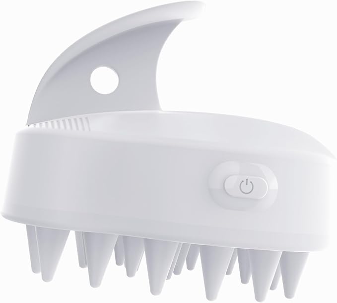 Hair Scalp Massager -Sonic Scalp Scrubber with Soft Silicone Bristles for Hair Growth & Dandruff Removal, IPX6 Waterproof Hair Shampoo Brush for Scalp Exfoliator (White)