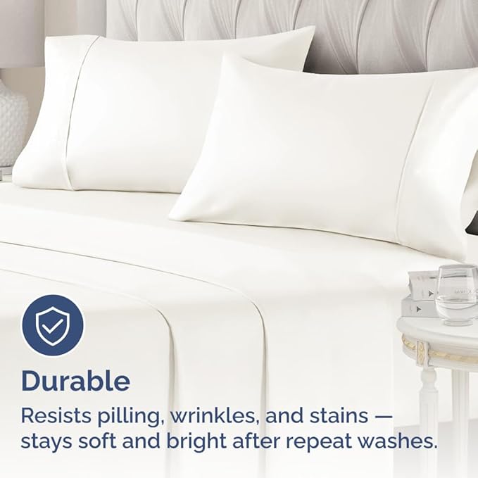 King Pillow Cases - 2 Pack - Super Soft Pillowcase Covers - Envelope Enclosure - Hotel Quality Pillow Protectors - Wrinkle Free, Shrink & Stain Resistant - Machine Washable - 20" x 40" (Antique White)