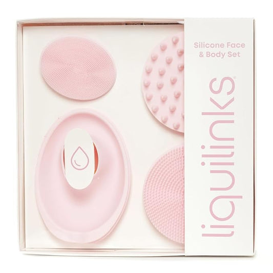 Skincare Essentials Kit - 4 Piece Bundle Pack - Face and Body Silicone Spa Accessory - Essential Beauty Set for Teen Girls Blush Pink