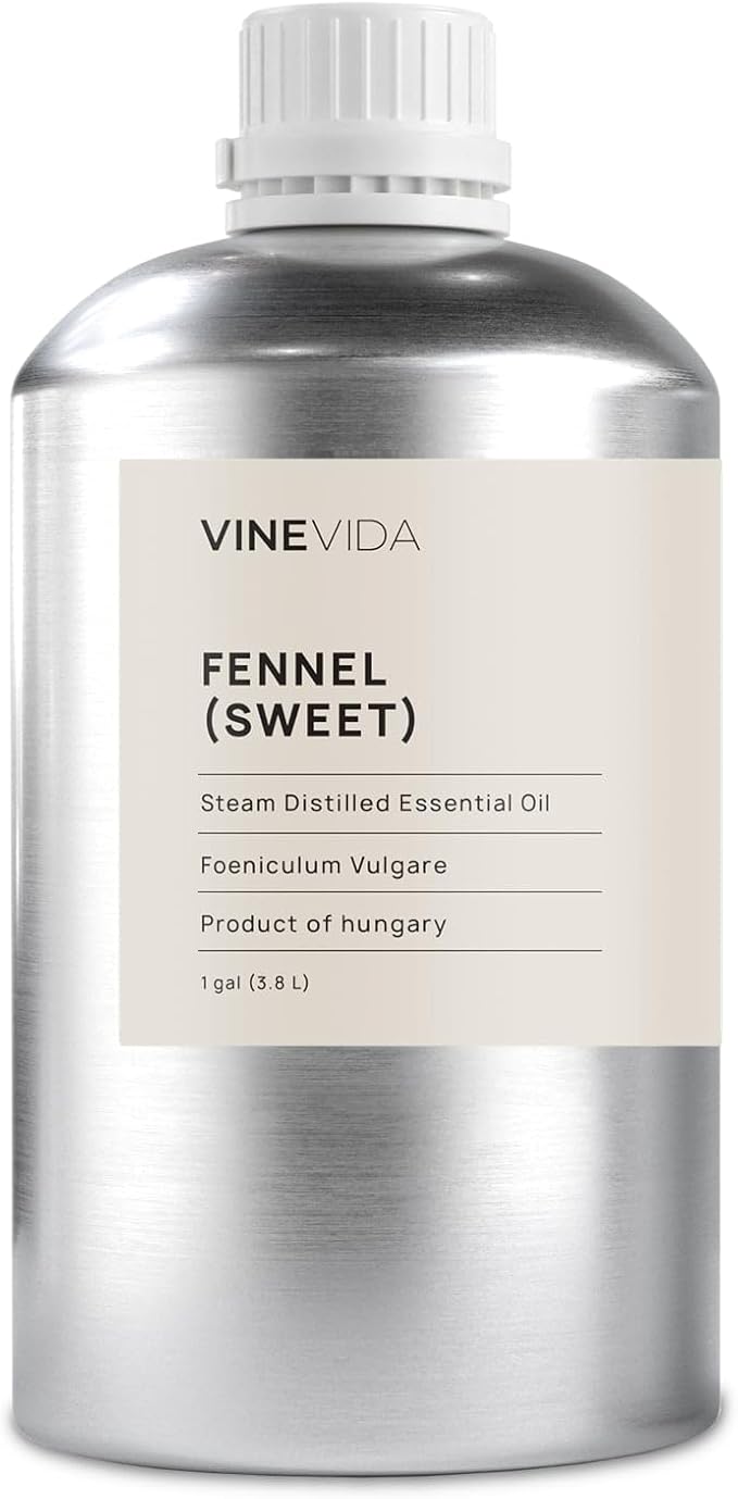 VINEVIDA Fennel Essential Oil - Gallon Undiluted for Soap Making, Skin Safe - DIY Candle Scents for Candlemaking - 8 lbs Bulk Oil