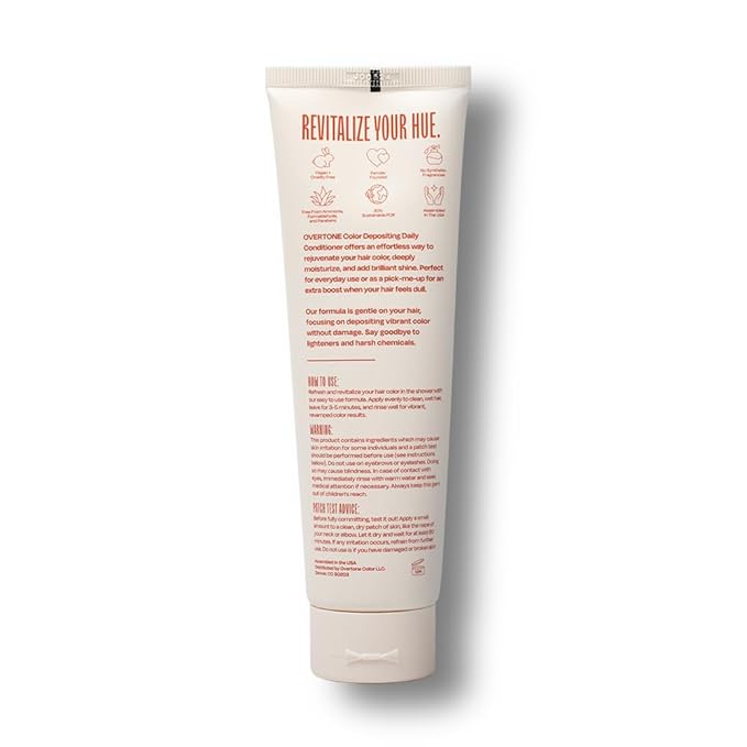 Overtone Daily Color Depositing Conditioner for Dyed & Natural Hair - 4.5oz Temporary Coloring with Shea Butter & Coconut Oil - Refresh Color & Prevent Fading - Vegan & Cruelty-Free, Ginger Glow