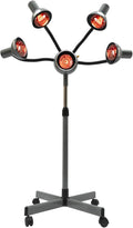 Perm Steamer, 5 Head Infrared Heater with Rolling Base - 750W Hair Drying and Perming Machine, Adjustable Height
