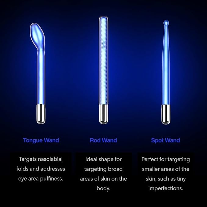 Pure Daily Care NuDerma Clinical Portable Skin Therapy Wand, Machine with 6 Fusion Neon + Argon Wands – Anti Aging - Clarifying - Skin Tightening & Radiance - Wrinkle Reducing