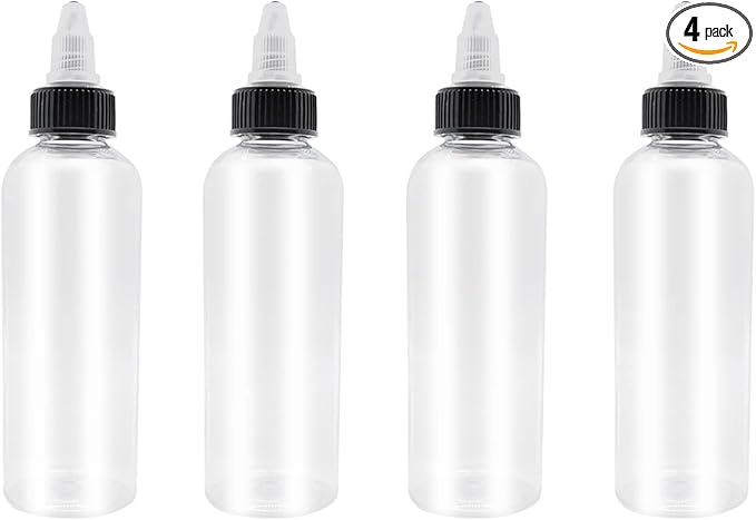 4 Pcs Dispensing Bottles, 5oz Plastic Boston Squeeze Bottles with Twist Top Cap