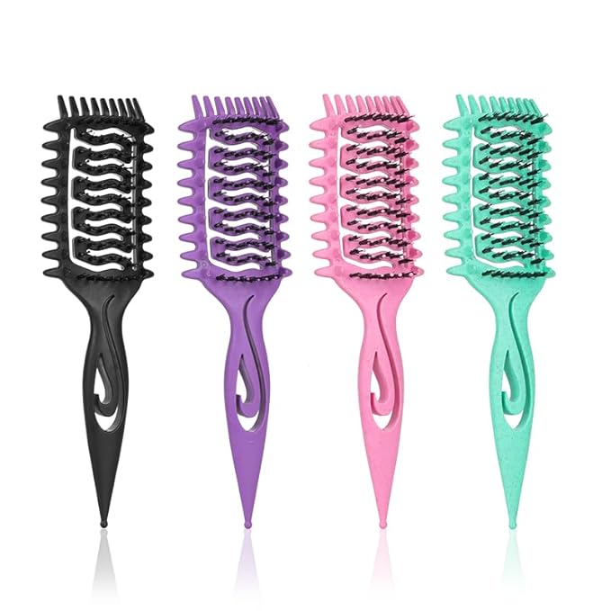 Curl Defining Brush, Curly Hair Brush for Detangling Shaping and Styling Curly Hair, Vented Candy Brush for Wet or Dry Hair Types for Women and Girl, Defining with Side Gear, Reduces Frizz (Green)