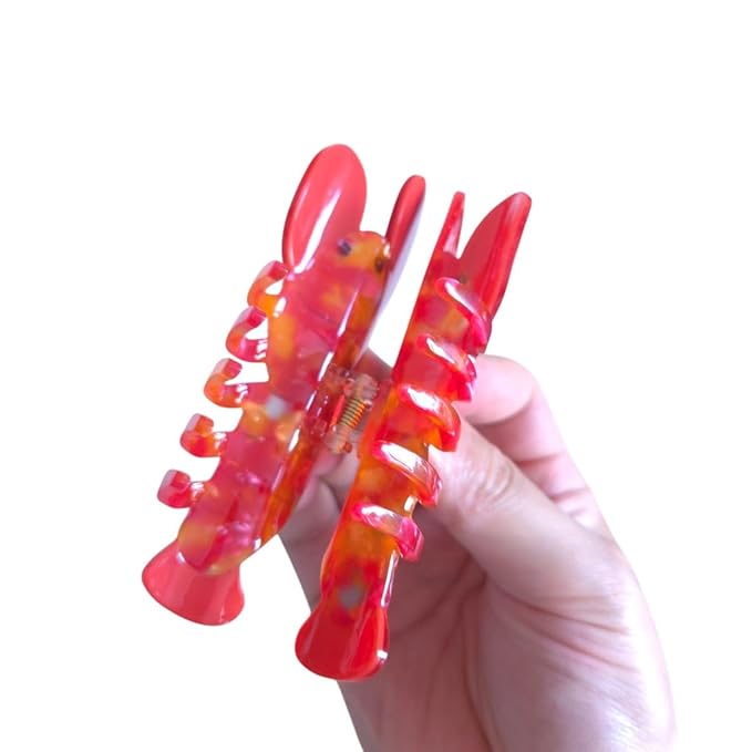 Cute Red Lobster Hair Clip,Funny Acetate Claw Clips for Women