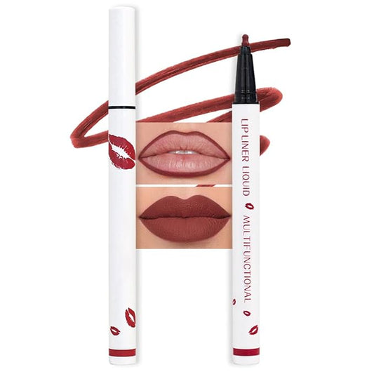 evpct Longwear Liquid Lip Liner Stain Marker Pen Long Lasting Waterproof, Dark Red Matte Semi Permanent 24 Hour Lip Liner and Lipstick Combo, Korean Color Stay Lipliner All Day, Lips Stain peel off