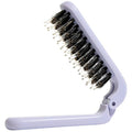 Uffy MiniPop Travel Hair Brush – Mini Folding Boar Bristles for Women, Men & Kids | Kid-Friendly Portable Purse Brush for Wet & Dry Hair, Curly or Straight | Pocket-Size Detangler – Lavender