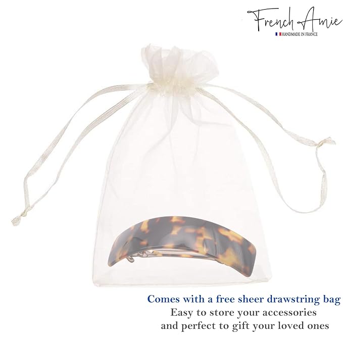 French Amie Curved Tokyo Large 3 ¾” Handmade Celluloid Automatic Volume Hair Clip Barrette (Tokyo)