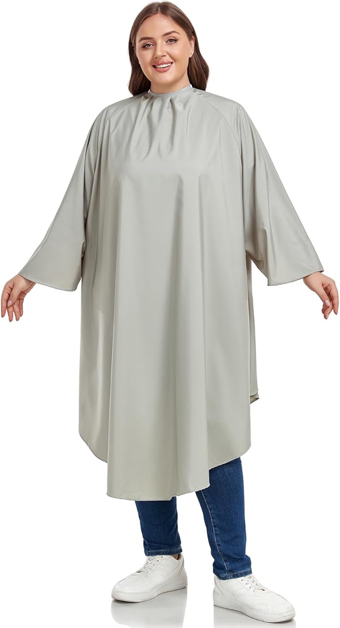 Professional Barber & Salon Cape with Sleeves | Large Hair & Water Repellent Cutting Cape with Adjustable Snaps