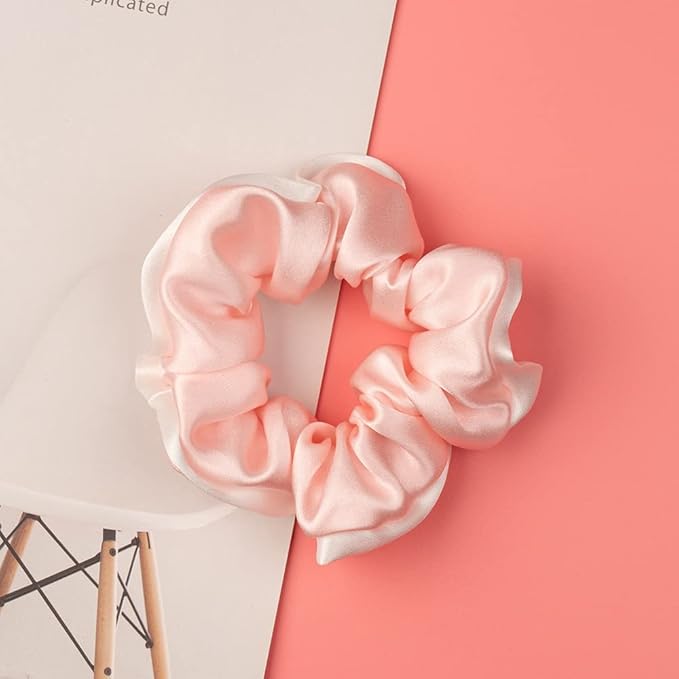 Silmer Silk Scrunchies for Hair Curly Hair 100% Mulberry 3 Pack(Pink,Silvery Grey, Haze Blue)