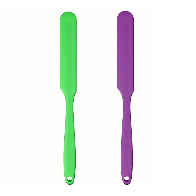 2-PCS Non-Stick Reusable Wax Silicone Spatula, Silicone Waxing Applicators for Hair Removal, for Home Salon Body Use(Green & Purple, size 2)
