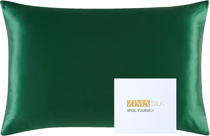 ZIMASILK 25 Momme 100% Pure Mulberry Silk Pillowcase for Hair and Skin Care, Highest Grade 6A Pillow Cases for Women, Long-Lasting Durablity, Gift for Women Men, 1Pc (King 20"x36", Blackish Green)